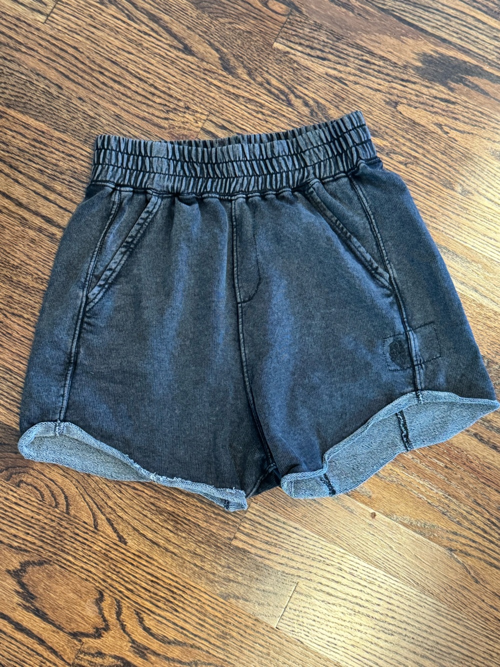 Women's Free People movement pull on Washed Black Elastic Waist Casual Shorts